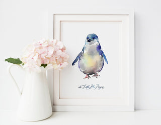 Little Blue Penguin Watercolor Art Print from Jean Choe Art & Design - Watercolor