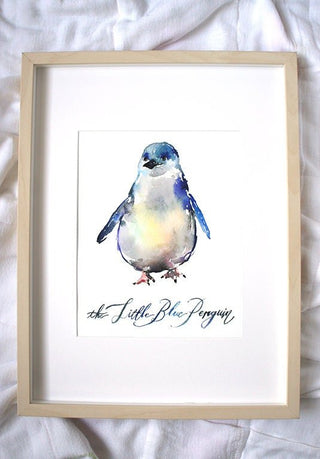 Little Blue Penguin Watercolor Art Print from Jean Choe Art & Design - Watercolor