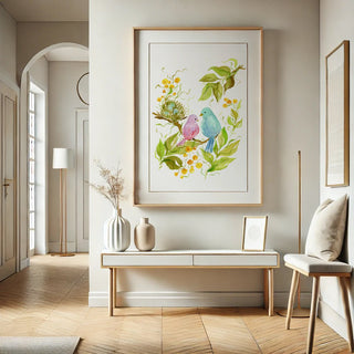 Lovebirds Watercolor Art Print – Romantic Bird Wall Decor from Jean Choe Art & Design - Giclée