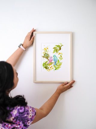 Lovebirds Watercolor Art Print – Romantic Bird Wall Decor from Jean Choe Art & Design - Giclée