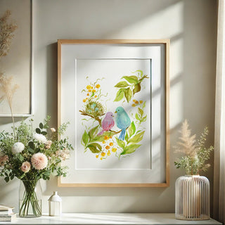 Lovebirds Watercolor Art Print – Romantic Bird Wall Decor from Jean Choe Art & Design - Giclée
