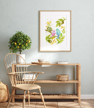 Lovebirds Watercolor Art Print – Romantic Bird Wall Decor from Jean Choe Art & Design - Giclée