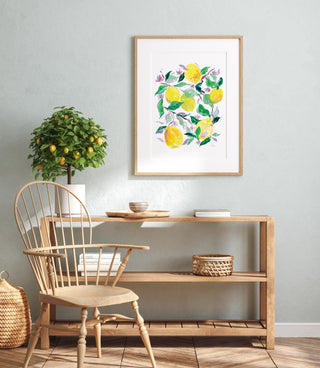 "Lush Lemon Grove" Art Print: Vibrant Citrus Giclée for Kitchen Decor from Jean Choe Art & Design - Giclée