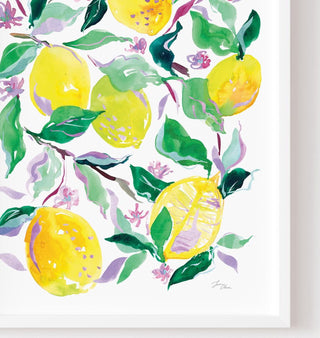 "Lush Lemon Grove" Art Print: Vibrant Citrus Giclée for Kitchen Decor from Jean Choe Art & Design - Giclée