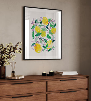 "Lush Lemon Grove" Art Print: Vibrant Citrus Giclée for Kitchen Decor from Jean Choe Art & Design - Giclée