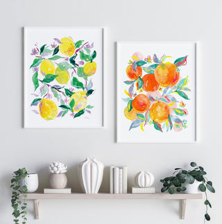 "Lush Lemon Grove" Art Print: Vibrant Citrus Giclée for Kitchen Decor from Jean Choe Art & Design - Giclée