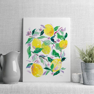 "Lush Lemon Grove" Art Print: Vibrant Citrus Giclée for Kitchen Decor from Jean Choe Art & Design - Giclée