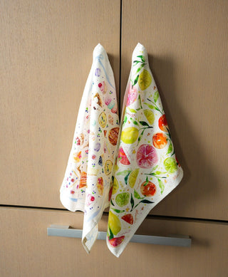Market to Table Tea Towel Set of 4: Fruits, Vegetables, Sweets & Seafood from Jean Choe Art & Design - Kitchen & Tea Towels