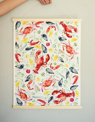 Market to Table Tea Towel Set of 4: Fruits, Vegetables, Sweets & Seafood from Jean Choe Art & Design - Kitchen & Tea Towels