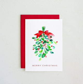 Merry Christmas Mistletoe Holiday Watercolor Card from Jean Choe Art & Design - Other Retail & Shop Fitting