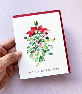 Merry Christmas Mistletoe Holiday Watercolor Card from Jean Choe Art & Design - Other Retail & Shop Fitting