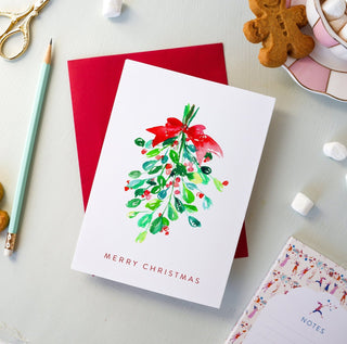 Merry Christmas Mistletoe Holiday Watercolor Card from Jean Choe Art & Design - Other Retail & Shop Fitting