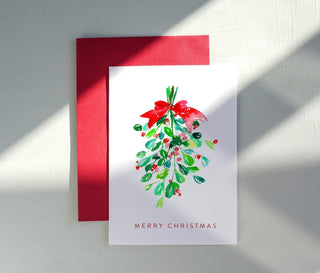 Merry Christmas Mistletoe Holiday Watercolor Card from Jean Choe Art & Design - Other Retail & Shop Fitting