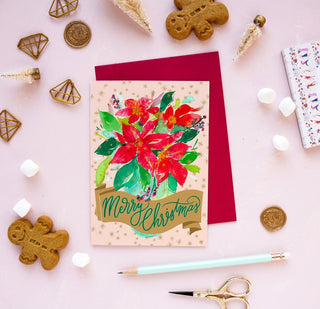 Merry Christmas Poinsettia Greeting Card from Jean Choe Art & Design - Other Baby