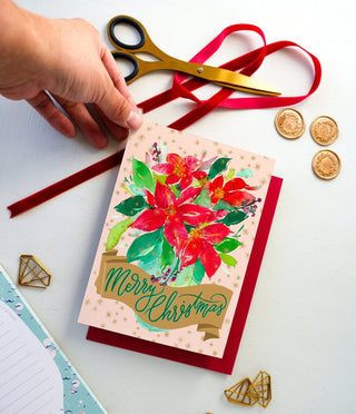 Merry Christmas Poinsettia Greeting Card from Jean Choe Art & Design - Other Baby