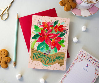 Merry Christmas Poinsettia Greeting Card from Jean Choe Art & Design - Other Baby