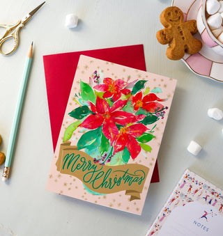 Merry Christmas Poinsettia Greeting Card from Jean Choe Art & Design - Other Baby