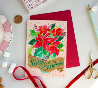 Merry Christmas Poinsettia Greeting Card from Jean Choe Art & Design - Other Baby