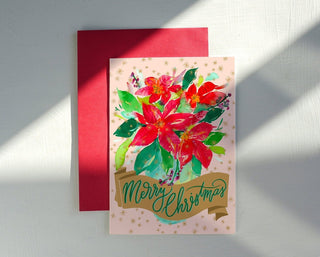 Merry Christmas Poinsettia Greeting Card from Jean Choe Art & Design - Other Baby