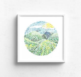 "Midday Hills"Art Print: Moving Strokes Landscape from Jean Choe Art & Design - Giclée