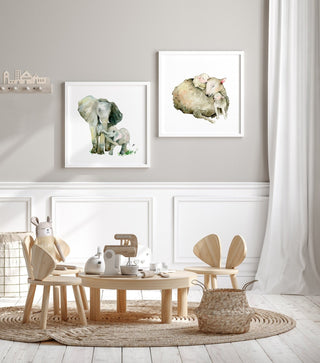 "Mommy Is My Best Friend" Art Print: Elephant Mother and Baby from Jean Choe Art & Design - Watercolor
