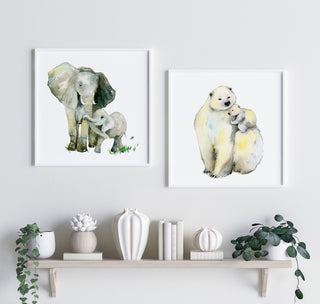"Mommy Is My Best Friend" Art Print: Elephant Mother and Baby from Jean Choe Art & Design - Watercolor