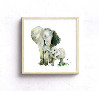 "Mommy Is My Best Friend" Art Print: Elephant Mother and Baby from Jean Choe Art & Design - Watercolor
