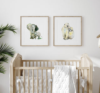 "Mommy Is My Best Friend" Art Print: Elephant Mother and Baby from Jean Choe Art & Design - Watercolor