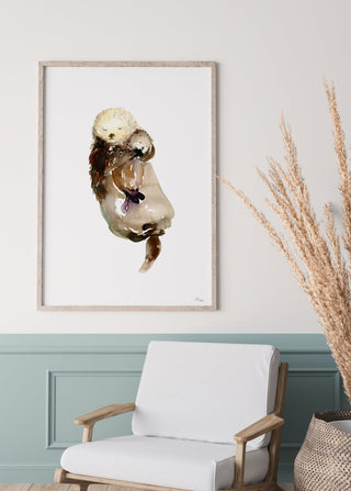 Mommy Is My World – Sea Otter Art Print for Nursery Decor from Jean Choe Art & Design - Giclée