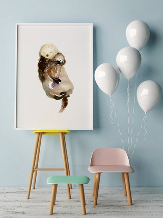 Mommy Is My World – Sea Otter Art Print for Nursery Decor from Jean Choe Art & Design - Giclée