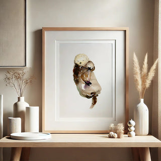 Mommy Is My World – Sea Otter Art Print for Nursery Decor from Jean Choe Art & Design - Giclée