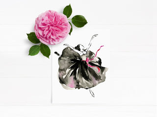 "Movement in Black and Pink": Watercolor Ballerina Art Print from Jean Choe Art & Design - Giclée