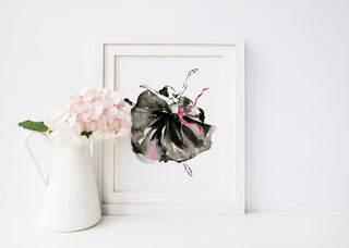 "Movement in Black and Pink": Watercolor Ballerina Art Print from Jean Choe Art & Design - Giclée