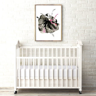 "Movement in Black and Pink": Watercolor Ballerina Art Print from Jean Choe Art & Design - Giclée