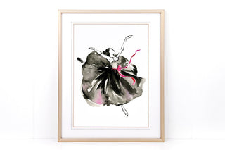 "Movement in Black and Pink": Watercolor Ballerina Art Print from Jean Choe Art & Design - Giclée