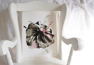 "Movement in Black and Pink": Watercolor Ballerina Art Print from Jean Choe Art & Design - Giclée