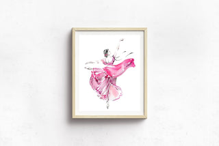 "Movement in Pink": Elegant Ballerina Art Print from Jean Choe Art & Design - Giclée