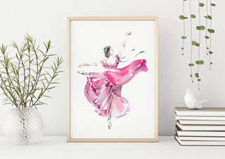 "Movement in Pink": Elegant Ballerina Art Print from Jean Choe Art & Design - Giclée