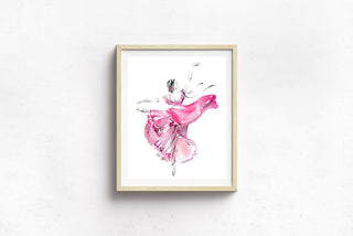 "Movement in Pink": Elegant Ballerina Art Print from Jean Choe Art & Design - Giclée