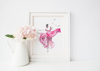 "Movement in Pink": Elegant Ballerina Art Print from Jean Choe Art & Design - Giclée