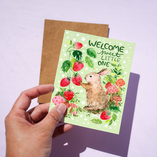New Baby Bunny Watercolor Greeting Card from Jean Choe Art & Design - Other Baby
