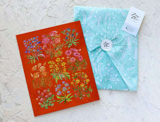 "Nine Flowers" Art Print in Red: Wildflower Wall Art from Jean Choe Art & Design - Giclée