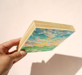 Ocean Sunrise Original Watercolor Painting on Wood Panel from Jean Choe Art & Design - Watercolor