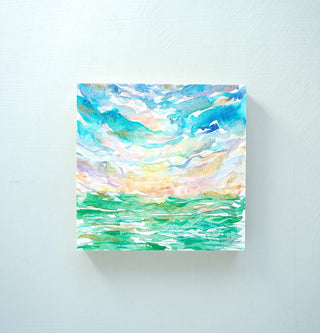 Ocean Sunrise Original Watercolor Painting on Wood Panel from Jean Choe Art & Design - Watercolor