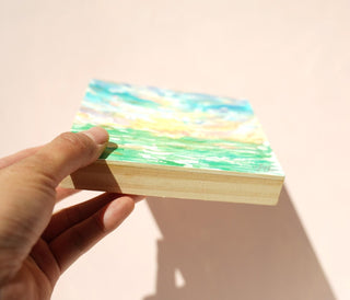Ocean Sunrise Original Watercolor Painting on Wood Panel from Jean Choe Art & Design - Watercolor