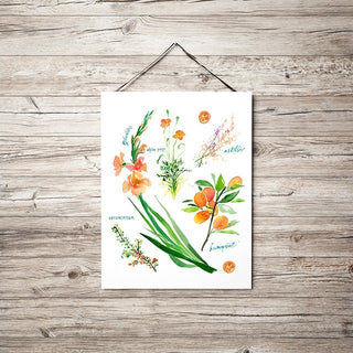 Orange Botanical Rainbow Art Print: Flower Watercolor from Jean Choe Art & Design - Giclée