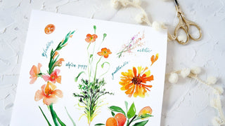 Orange Botanical Rainbow Art Print: Flower Watercolor from Jean Choe Art & Design - Giclée