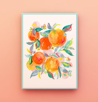 Orange Dream Watercolor Art Print: Vibrant Citrus Giclée for Kitchen or Dining Room Decor from Jean Choe Art & Design