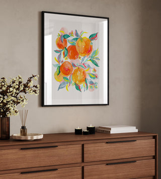 Orange Dream Watercolor Art Print: Vibrant Citrus Giclée for Kitchen or Dining Room Decor from Jean Choe Art & Design