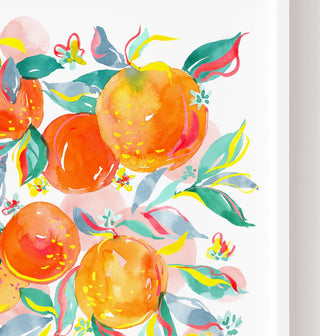 Orange Dream Watercolor Art Print: Vibrant Citrus Giclée for Kitchen or Dining Room Decor from Jean Choe Art & Design